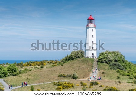 Dornbusch Lighthouse in the north of the German island of Hiddensee in the Baltic Sea