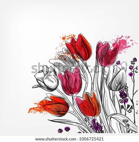 tulips vector card simple Royalty-Free Stock Photo #1006725421