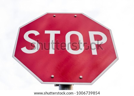 Stop traffic sign on white background