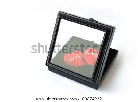 Hearts in the black box , meaning of love forever on white background