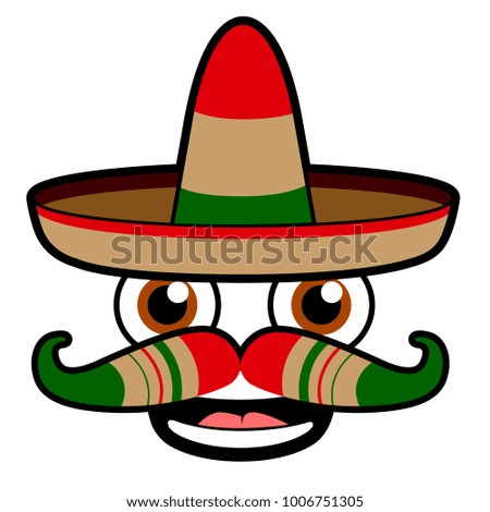 Happy expression with traditional hat vector illustration design