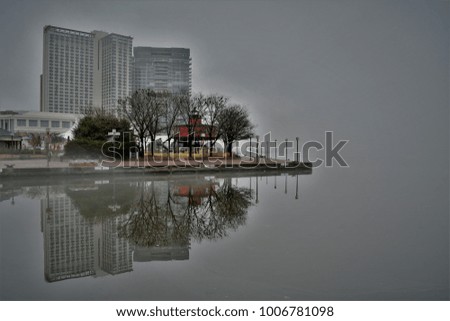 Baltimore Harbor Foggy reflection