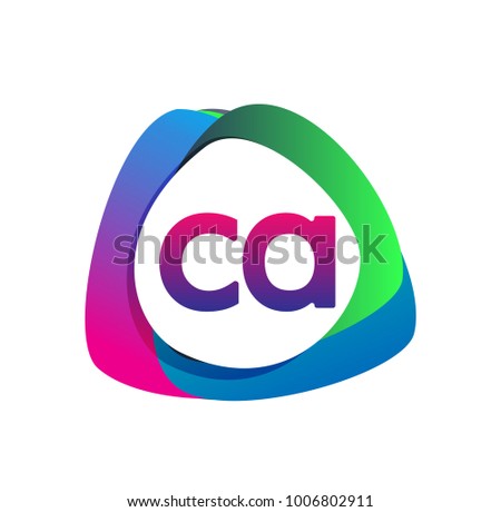 Letter CA logo with colorful splash background, letter combination logo design for creative industry, web, business and company.
