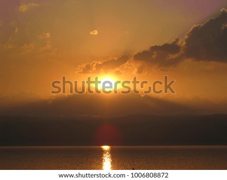 Sunset on the Dead Sea from the Jordanian side.