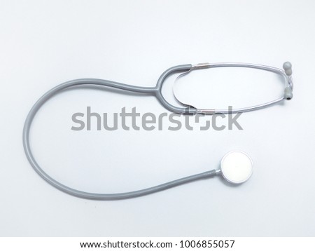 Stethoscope for doctor used to listen to the heart and lungs of the patient, Medical headphone for physical examination, White backgruond