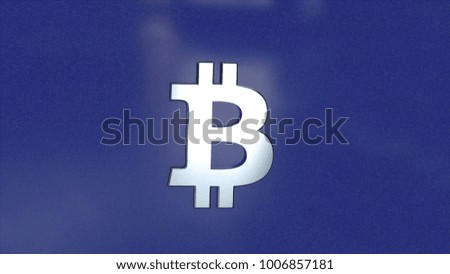 Abstract animation of bitcoin currency sign. Crypto currency bitcoin. Global internet worldwide. Blue background