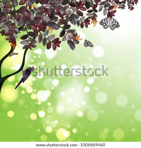  summer tropical on nature floral spring  collection ,vector illustration