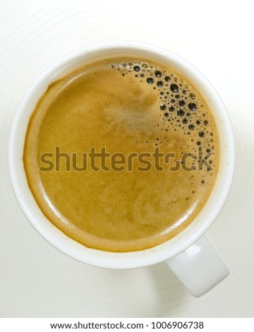 Hot coffee on white background.