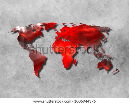 Abstract World Map background on wall with fire texture