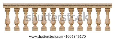 Detail of a concrete italian balustrade - seamless pattern concept image on white backgroud for easy selection Royalty-Free Stock Photo #1006946170