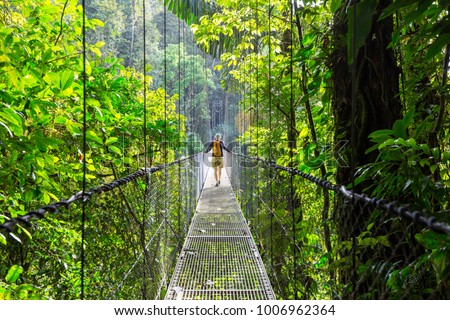 Hiking in green tropical jungle, Costa Rica, Central America Royalty-Free Stock Photo #1006962364