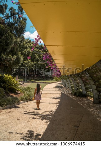 Lonely girl walking in Brisbane, Australia