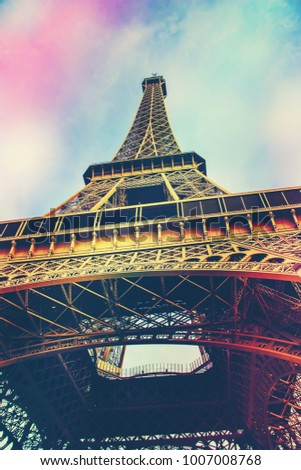Paris, the Eiffel Tower. Selective focus. 