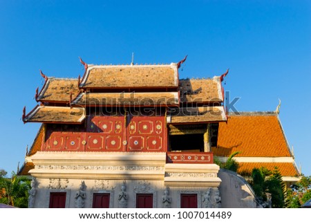 View of a part in Wat Phra Singh, the popular landmark of temple in Chiang Mai, Thailand