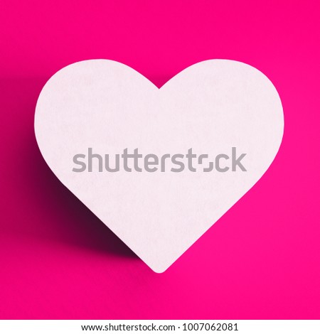 Happy Valentines Day card in the realistic paper design. Set of white  paper heart on light pink background. 3D render