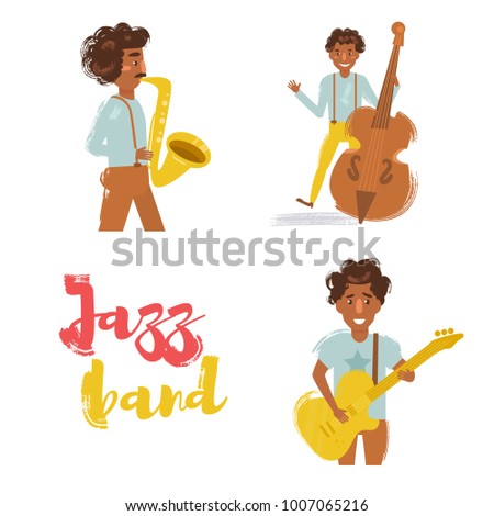 Jazz band. Vector. Cartoon. Isolated art on white background. Flat