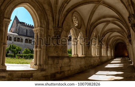 Architecture of the historic part of Monastery of Alkobas, Portugal.