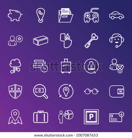 Business outline vector icon set on gradient background