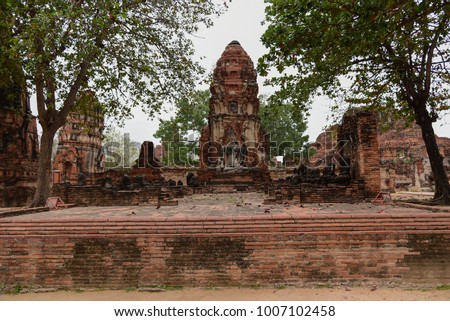 The ancient Prang at Wat Mahathat,at Ayutthaya,Thailand