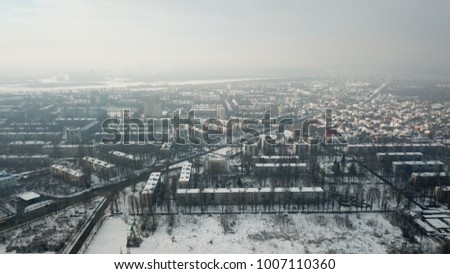 Winter city with a quadcopter