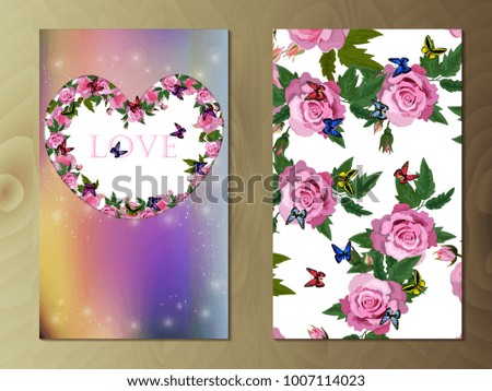 Valentines day heart with rose flower. Vector illustration. Wallpaper, flyers, invitation, posters, brochure, banners.