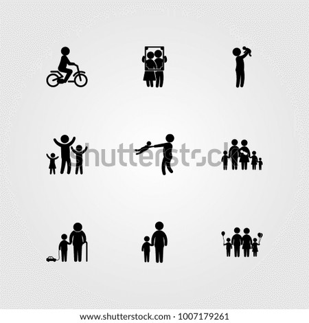Humans icon set vector. family, girl, grandson and father