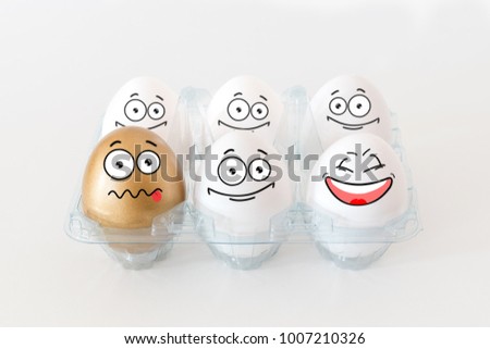 Funny Easter eggs with different  funny faces