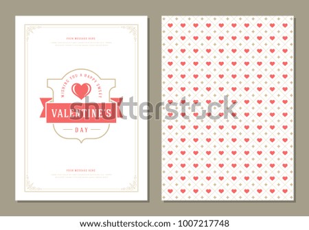 Happy Valentines Day Greeting Card or Poster Vector illustration. Retro typography design and pattern background.