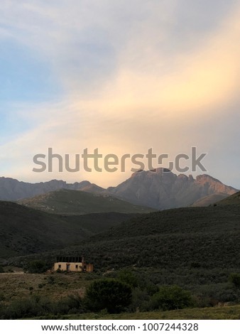 Karoo Landscapes with beautiful sunset sky views in South Africa 