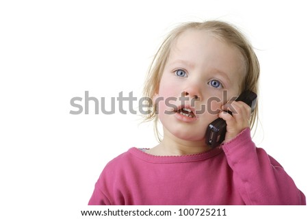 Full isolated studio picture from a little child with cell