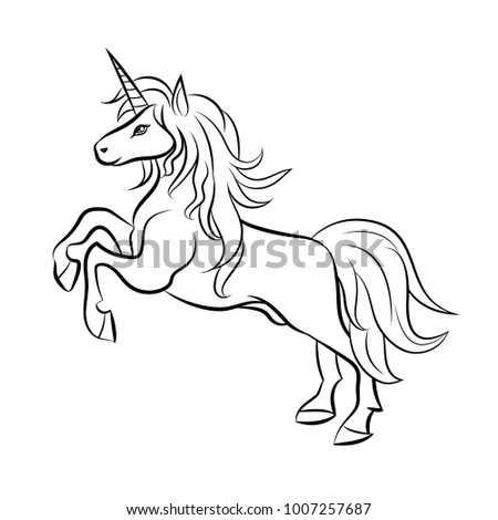 unicorn line design vector illustration.