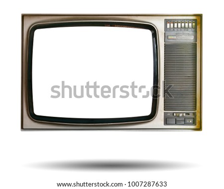 Vintage television with cut out screen on Isolated background. This has clipping path.