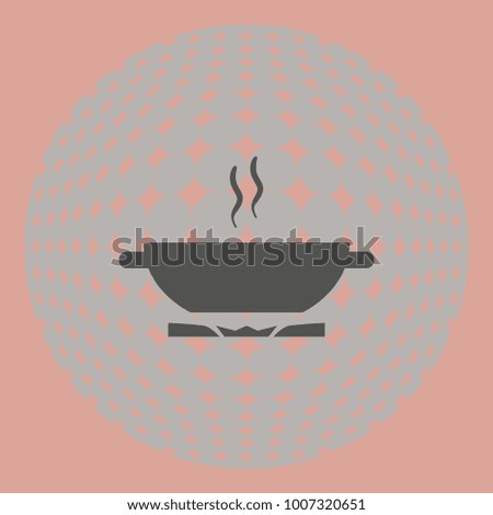 Pan on gas stove, vector icon
