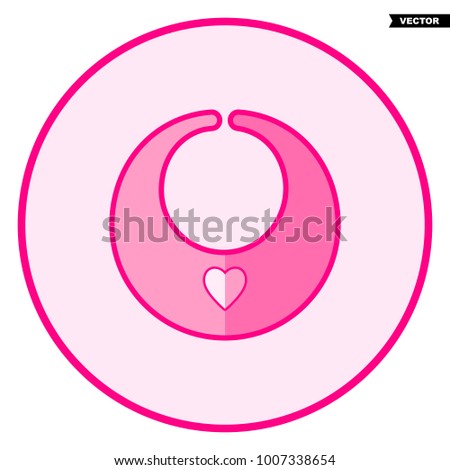 Bib. Pink baby icon on a white background, line art vector design.