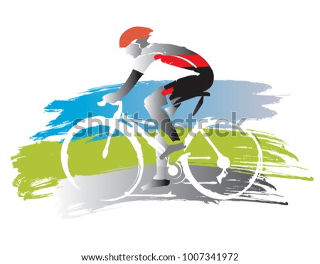 Bicyclist on grunge background.
Expressive Watercolor imitated Illustration of road cyclist. Vector available. 