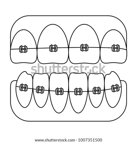 teeth with brackets icon