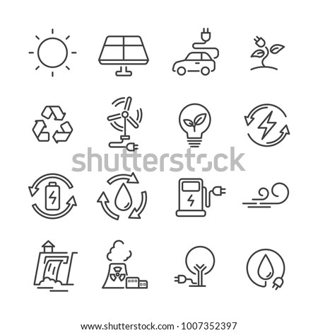 line icon electric power clean ennergy concept. editable stroke. vector illutration.  Royalty-Free Stock Photo #1007352397