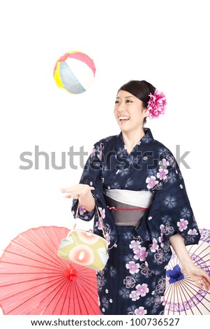 Beautiful kimono woman. Portrait of asian woman.