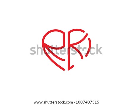 RK initial heart shape red colored logo