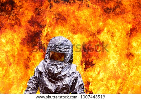 firefighter in a protective suit