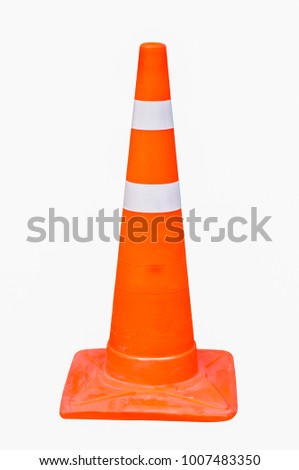 Orange traffic cones in the outdoors, alert, beware white background
