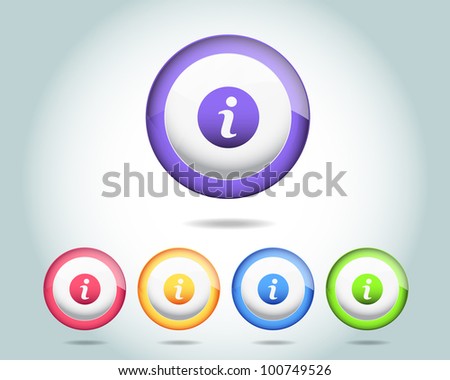Vector Glossy Sphere Info Icon/Button and multicolored