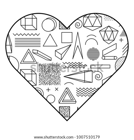 label shape heart different geometric figures