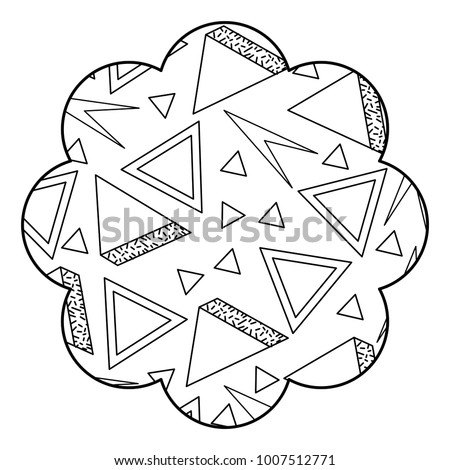 badge flower shape with memphis pattern design