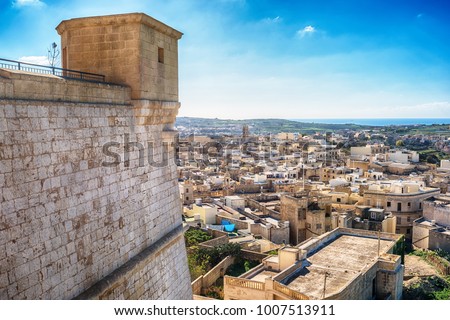 Victoria, Gozo island, Malta: aerial view from the Cittadella, also known as Citadel, Castello