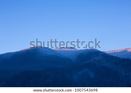 mountains in winter nature coniferous forest view wood sky mountain white blue georaphic national trees height fly  air ukraine Carpathians beautiful day picture relief park reserve clear world 