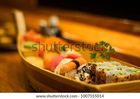 A collection of sushi ready to be served