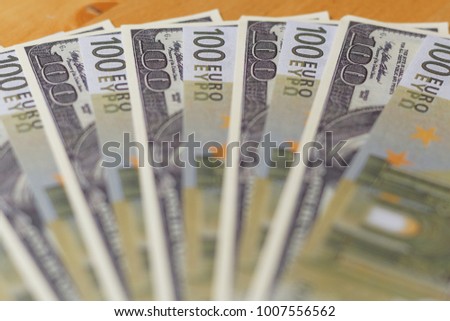 Dollar and euro bills - 100 (one hundred)