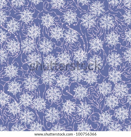 abstract seamless pattern with flowers or snowflakes. Universal background on all seasons