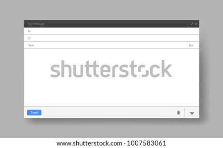 Blank window of E-mail, template vector illustration. E-mail blank template internet mail frame interface for mail message.  Royalty-Free Stock Photo #1007583061